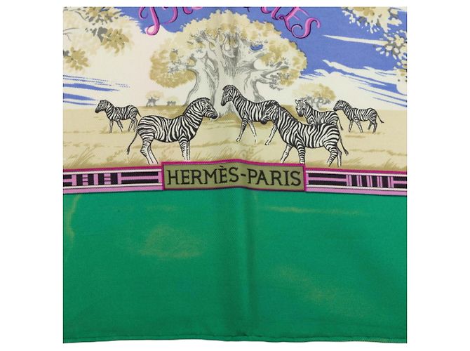 Hermès Lenço Hermes Carre 90 Tropiques Tropical Multicor Verde - vista 3