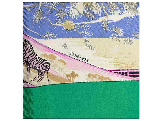Hermès Lenço Hermes Carre 90 Tropiques Tropical Multicor Verde - vista 4