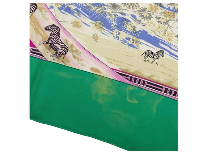 Hermès Lenço Hermes Carre 90 Tropiques Tropical Multicor Verde - vista 5