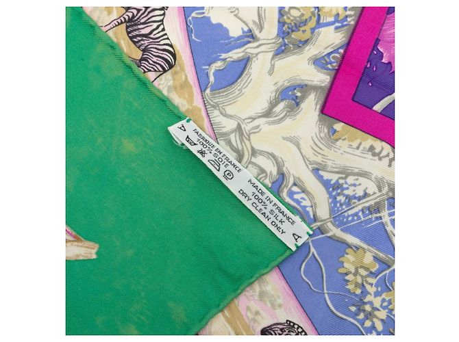 Hermès Lenço Hermes Carre 90 Tropiques Tropical Multicor Verde - vista 8