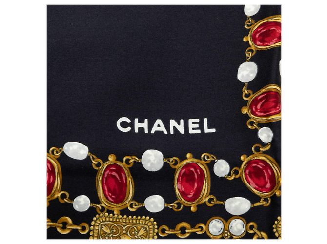 Chanel Black and Multicolor Silk Scarf Multiple colors - view 4