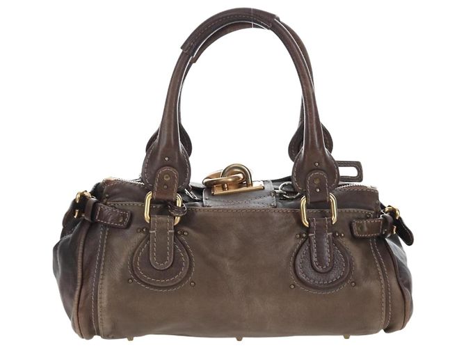 Chloé Chloe Paddington Handtasche Leder Braun Gold Silber Authentisch 207438V Golden - Ansicht 2