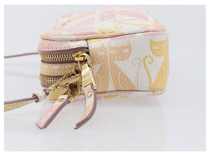 Bolso de hombro Miu Miu Cuero Rosa Oro Auth 206365M Dorado - vista 4