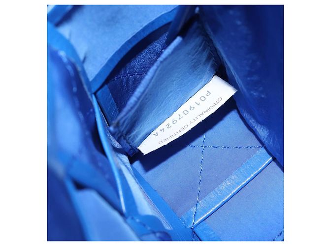 Bottega Veneta MAXI INTRECCIATO Cassette Shoulder Bag Leather Blue Silver Auth LN028V Silvery - view 12