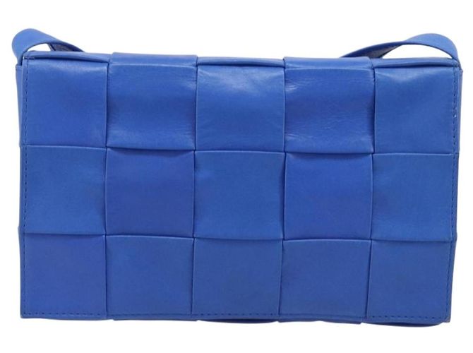 Bottega Veneta MAXI INTRECCIATO Cassette Shoulder Bag Leather Blue Silver Auth LN028V Silvery - view 13