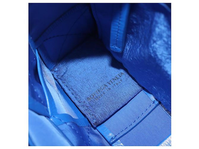 Bottega Veneta MAXI INTRECCIATO Cassette Shoulder Bag Leather Blue Silver Auth LN028V Silvery - view 24