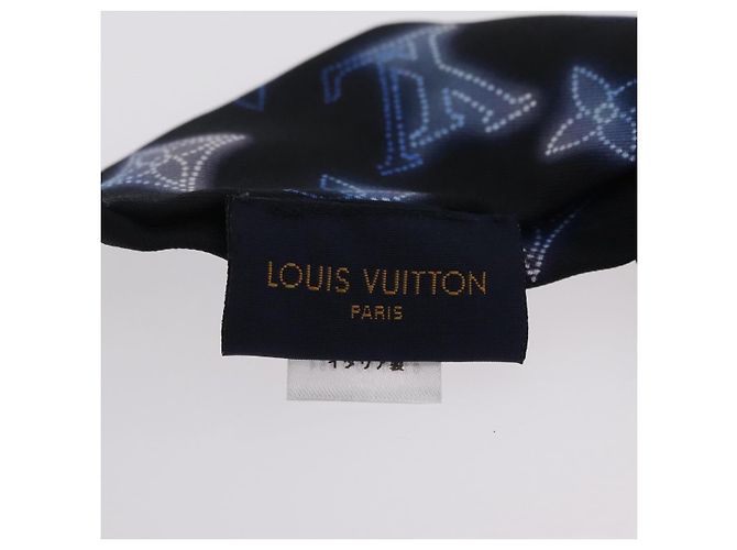 LOUIS VUITTON Fascia Monogram Sowa Hair Band Silk Navy M77432 LV Auth LN112V Blu navy Monogramma - vista 6