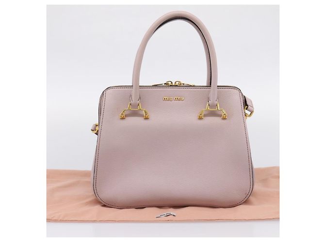 Bolsa Miu Miu em Couro 2way Rosa Tom Dourado Auth 167741M - vista 12