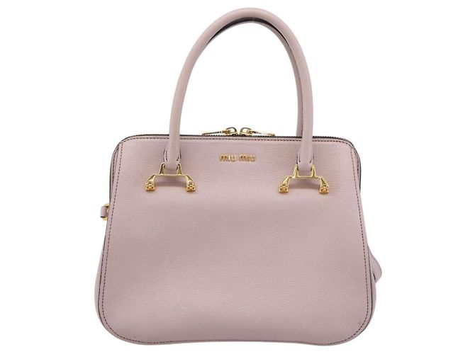 Bolsa Miu Miu em Couro 2way Rosa Tom Dourado Auth 167741M - vista 13