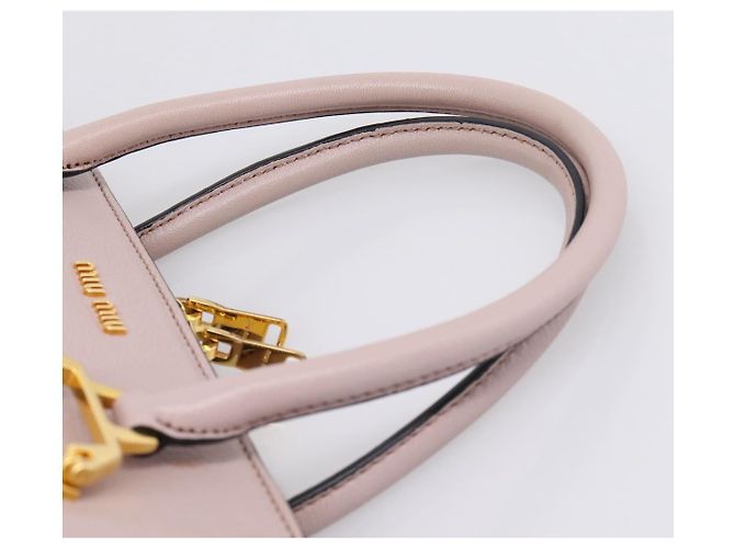 Bolsa Miu Miu em Couro 2way Rosa Tom Dourado Auth 167741M - vista 14