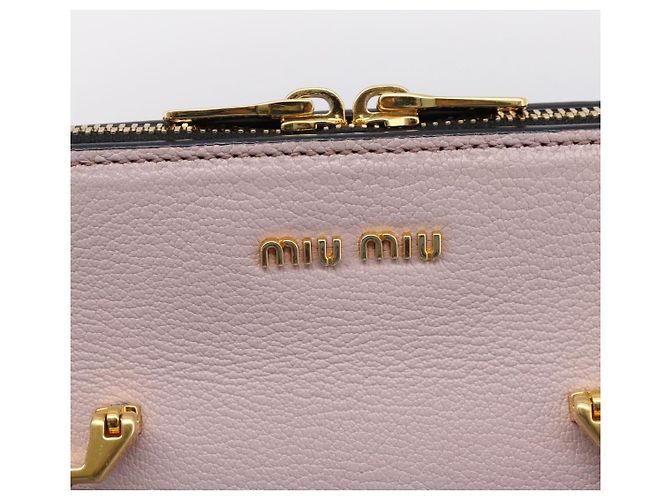 Bolsa Miu Miu em Couro 2way Rosa Tom Dourado Auth 167741M - vista 20