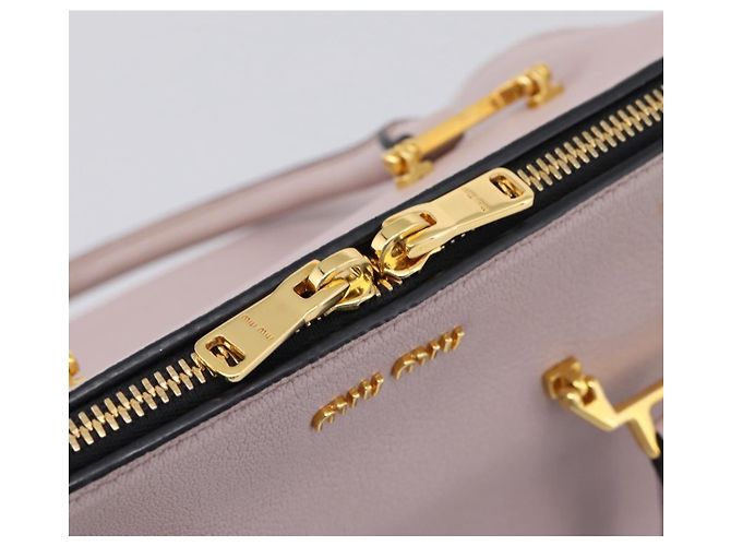 Bolsa Miu Miu em Couro 2way Rosa Tom Dourado Auth 167741M - vista 21