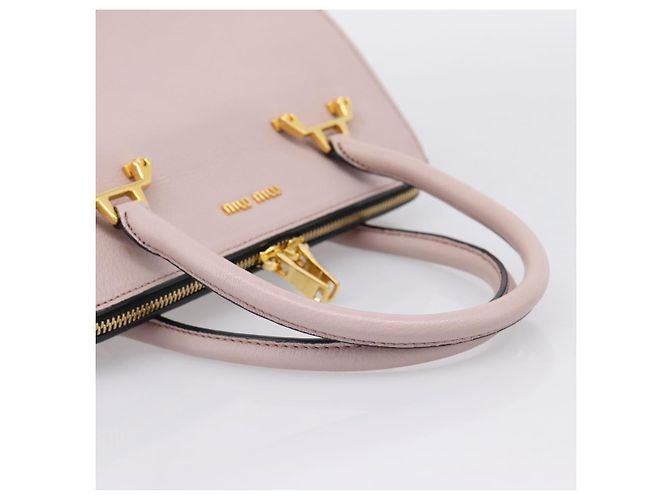 Bolsa Miu Miu em Couro 2way Rosa Tom Dourado Auth 167741M - vista 7