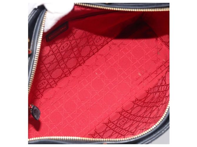 Christian Dior Cannage Lady Dior Large Hand Bag Lamb Skin Black Auth 207683V Nero - vista 11
