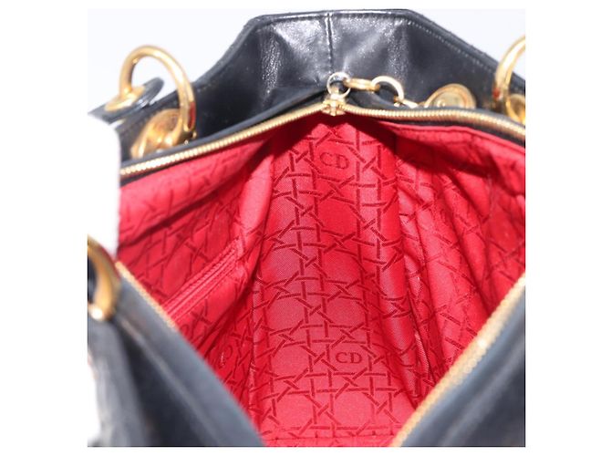 Christian Dior Cannage Lady Dior Large Hand Bag Lamb Skin Black Auth 207683V Nero - vista 21