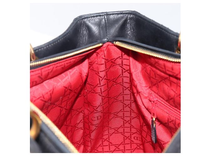 Christian Dior Cannage Lady Dior Large Hand Bag Lamb Skin Black Auth 207683V Nero - vista 22