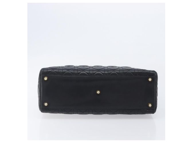 Christian Dior Cannage Lady Dior Large Hand Bag Lamb Skin Black Auth 207683V Nero - vista 5