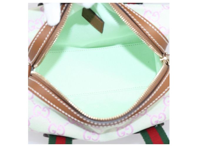 Borsa a mano GUCCI GG Canvas Web Sherry Line 2way Green Gold 856055 Auth BA15763M D'oro Verde - vista 11