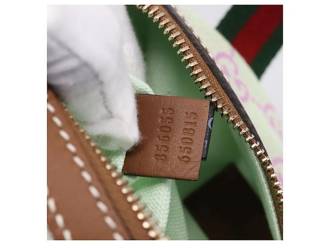 Borsa a mano GUCCI GG Canvas Web Sherry Line 2way Green Gold 856055 Auth BA15763M D'oro Verde - vista 12