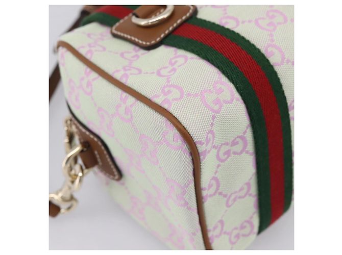 Borsa a mano GUCCI GG Canvas Web Sherry Line 2way Green Gold 856055 Auth BA15763M D'oro Verde - vista 16