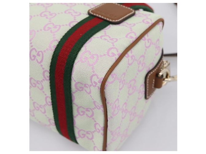 Borsa a mano GUCCI GG Canvas Web Sherry Line 2way Green Gold 856055 Auth BA15763M D'oro Verde - vista 17