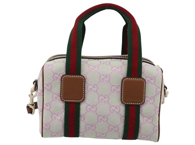 Borsa a mano GUCCI GG Canvas Web Sherry Line 2way Green Gold 856055 Auth BA15763M D'oro Verde - vista 2