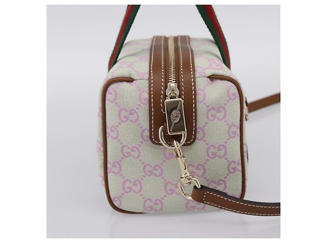 Borsa a mano GUCCI GG Canvas Web Sherry Line 2way Green Gold 856055 Auth BA15763M D'oro Verde - vista 3