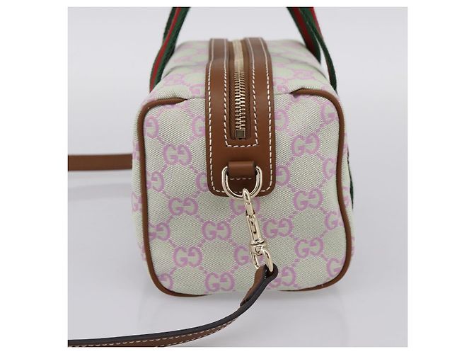Borsa a mano GUCCI GG Canvas Web Sherry Line 2way Green Gold 856055 Auth BA15763M D'oro Verde - vista 4