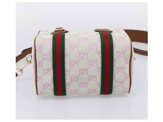 Borsa a mano GUCCI GG Canvas Web Sherry Line 2way Green Gold 856055 Auth BA15763M D'oro Verde - vista 5