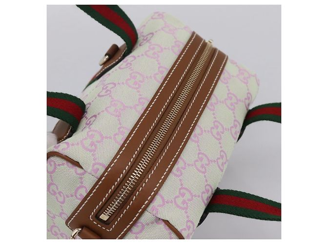 Borsa a mano GUCCI GG Canvas Web Sherry Line 2way Green Gold 856055 Auth BA15763M D'oro Verde - vista 6