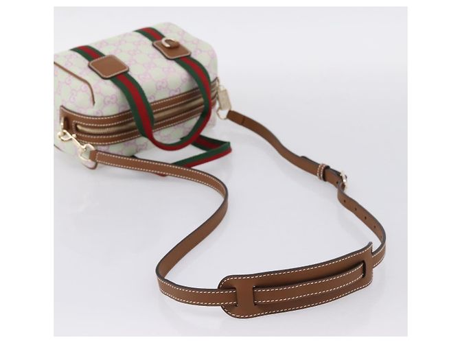 Borsa a mano GUCCI GG Canvas Web Sherry Line 2way Green Gold 856055 Auth BA15763M D'oro Verde - vista 8