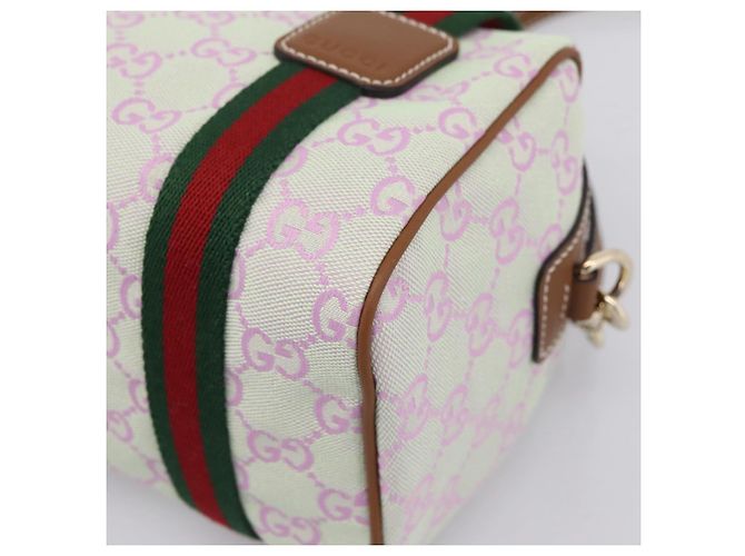 Borsa a mano GUCCI GG Canvas Web Sherry Line 2way Green Gold 856055 Auth BA15763M D'oro Verde - vista 9