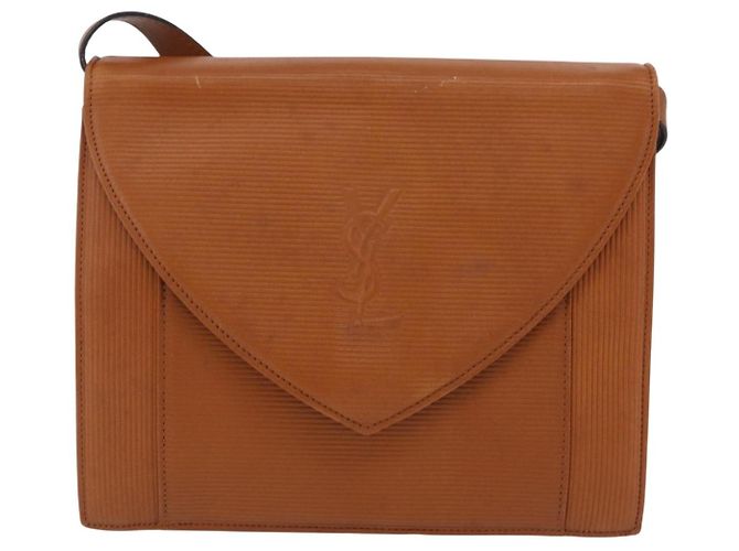 Autre Marque Bolsa de ombro Saint Laurent em couro marrom tom dourado Auth ka6428A - vista 13