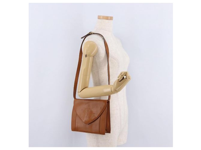 Autre Marque Bolsa de ombro Saint Laurent em couro marrom tom dourado Auth ka6428A - vista 30