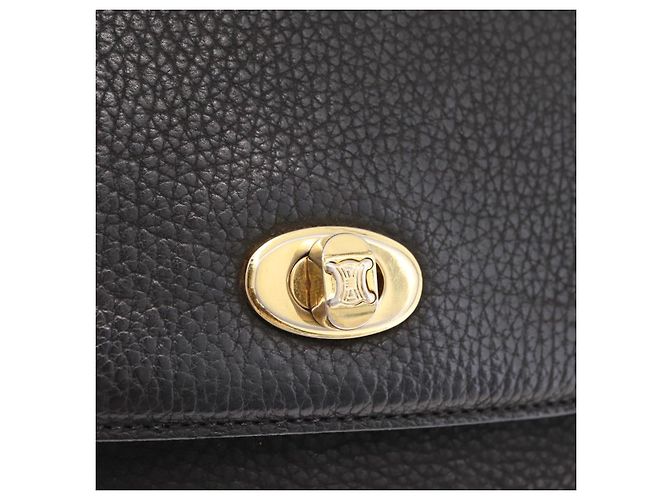 Céline CELINE Shoulder Bag Leather Black Gold Auth 206882 Golden - view 18