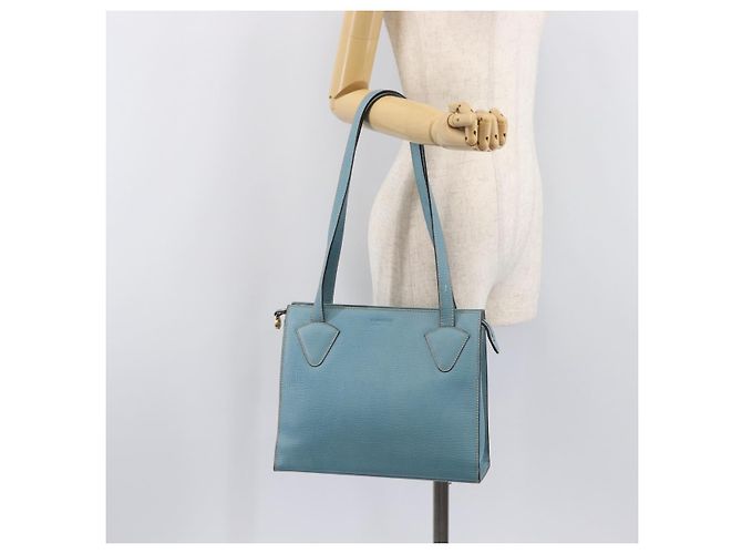 Saco Tote LOEWE em couro azul claro dourado Auth bs37496A - vista 29