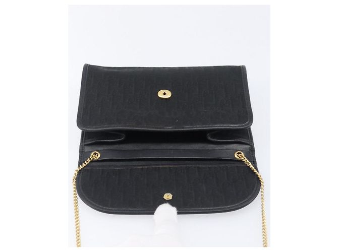 Borsa a tracolla con catena Christian Dior Trotter Canvas Nero Oro Auth 207478A D'oro - vista 10