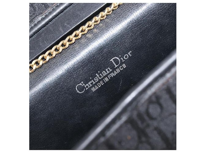 Borsa a tracolla con catena Christian Dior Trotter Canvas Nero Oro Auth 207478A D'oro - vista 11