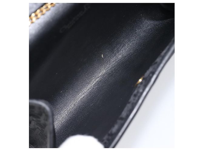 Borsa a tracolla con catena Christian Dior Trotter Canvas Nero Oro Auth 207478A D'oro - vista 12