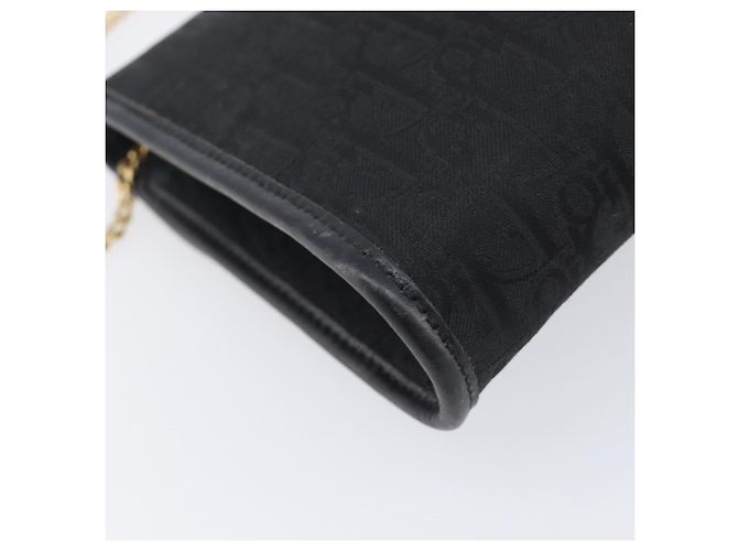 Borsa a tracolla con catena Christian Dior Trotter Canvas Nero Oro Auth 207478A D'oro - vista 17