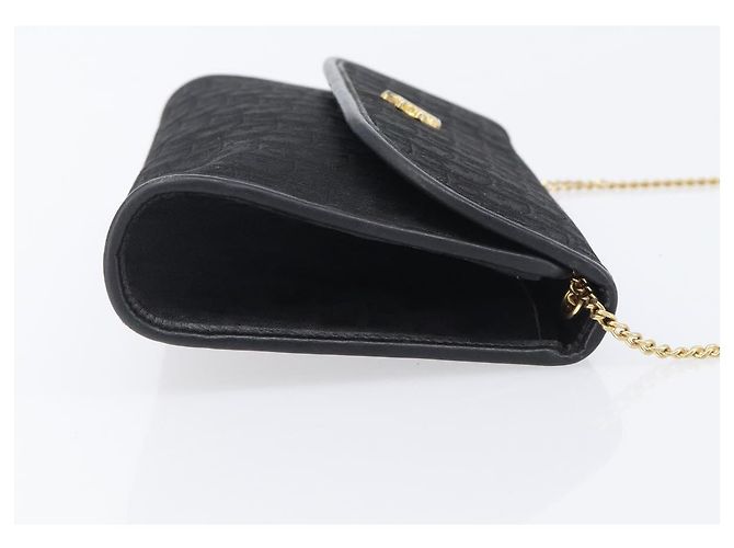 Borsa a tracolla con catena Christian Dior Trotter Canvas Nero Oro Auth 207478A D'oro - vista 3