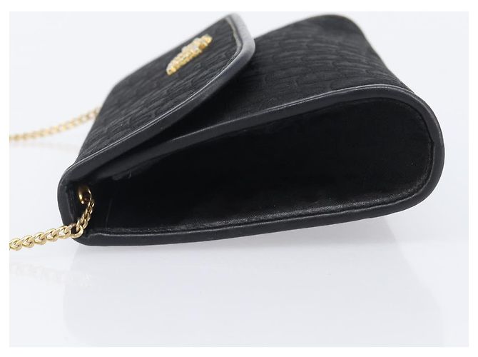Borsa a tracolla con catena Christian Dior Trotter Canvas Nero Oro Auth 207478A D'oro - vista 4