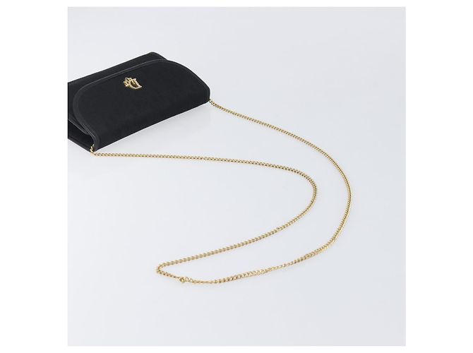 Borsa a tracolla con catena Christian Dior Trotter Canvas Nero Oro Auth 207478A D'oro - vista 7