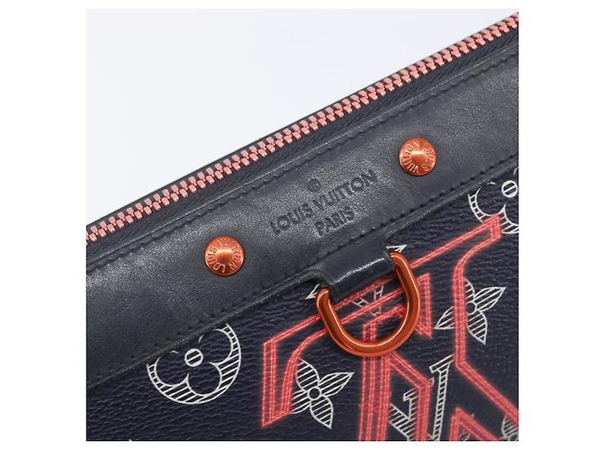 LOUIS VUITTON Monogram Neon Color Pochette Apollo PM Navy M62898 LV Auth 206698A Bleu Marine Monogramme - vue 9