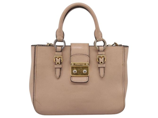 Borsa a mano Miu Miu in pelle 2way Beige Gold Auth BA16044A D'oro - vista 13