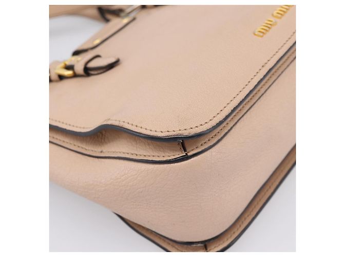 Borsa a mano Miu Miu in pelle 2way Beige Gold Auth BA16044A D'oro - vista 19