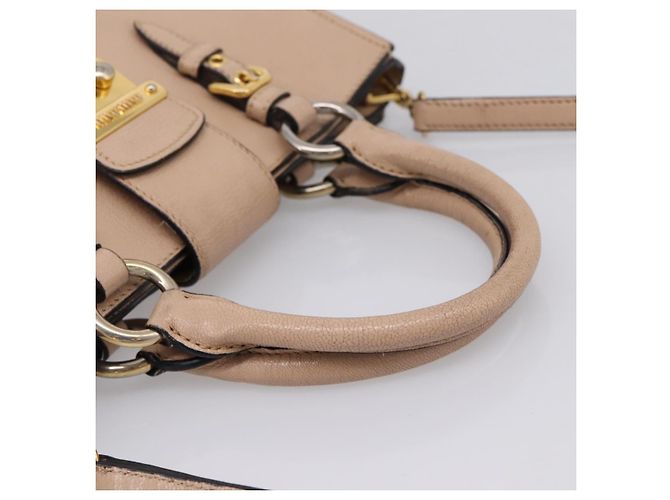 Borsa a mano Miu Miu in pelle 2way Beige Gold Auth BA16044A D'oro - vista 7