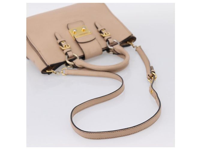 Borsa a mano Miu Miu in pelle 2way Beige Gold Auth BA16044A D'oro - vista 8