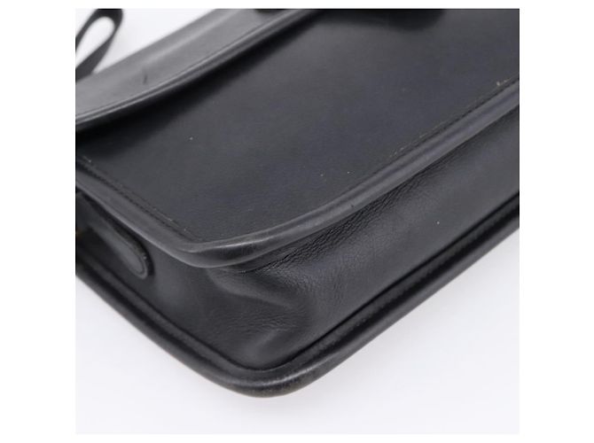 Borsa Clutch Coach in Pelle Nera Tono Oro Auth 207714 Nero - vista 14