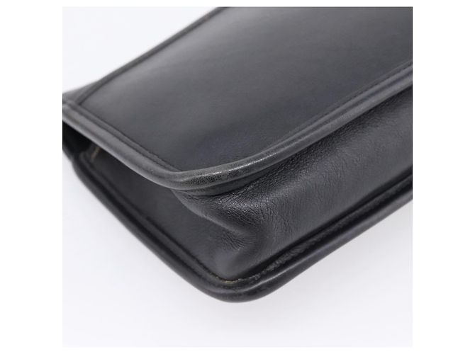Borsa Clutch Coach in Pelle Nera Tono Oro Auth 207714 Nero - vista 16